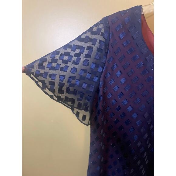 Lavande Shift Dress Flounce Hem Flutter Sleeves - Size 14 - Picture 5 of 7